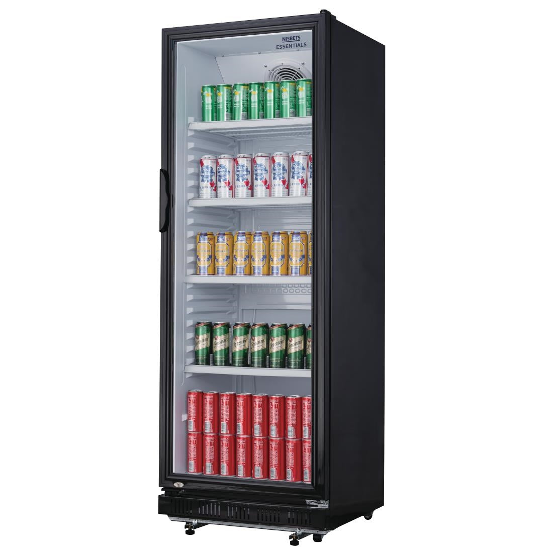 DG280 Nisbets Essentials Upright Display Fridge Black 346Ltr JD Catering Equipment Solutions Ltd
