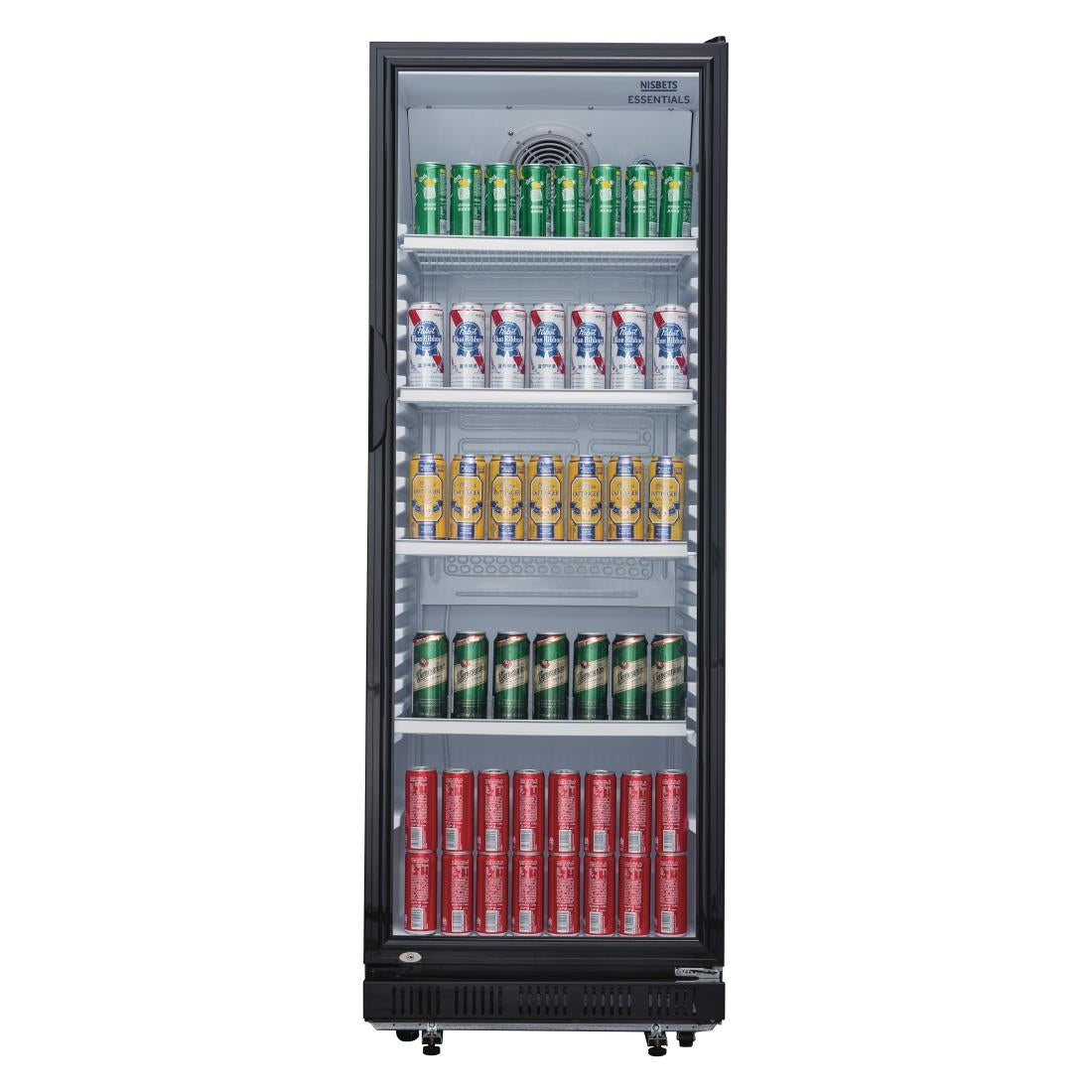 DG280 Nisbets Essentials Upright Display Fridge Black 346Ltr JD Catering Equipment Solutions Ltd