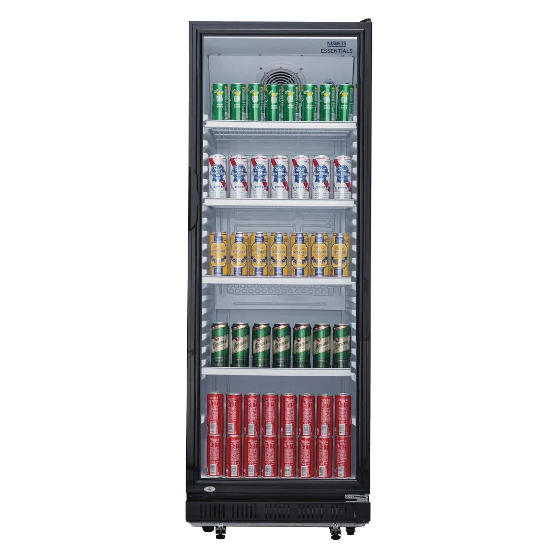 DG280 Nisbets Essentials Upright Display Fridge Black 346Ltr - JD Catering Equipment Solutions Ltd