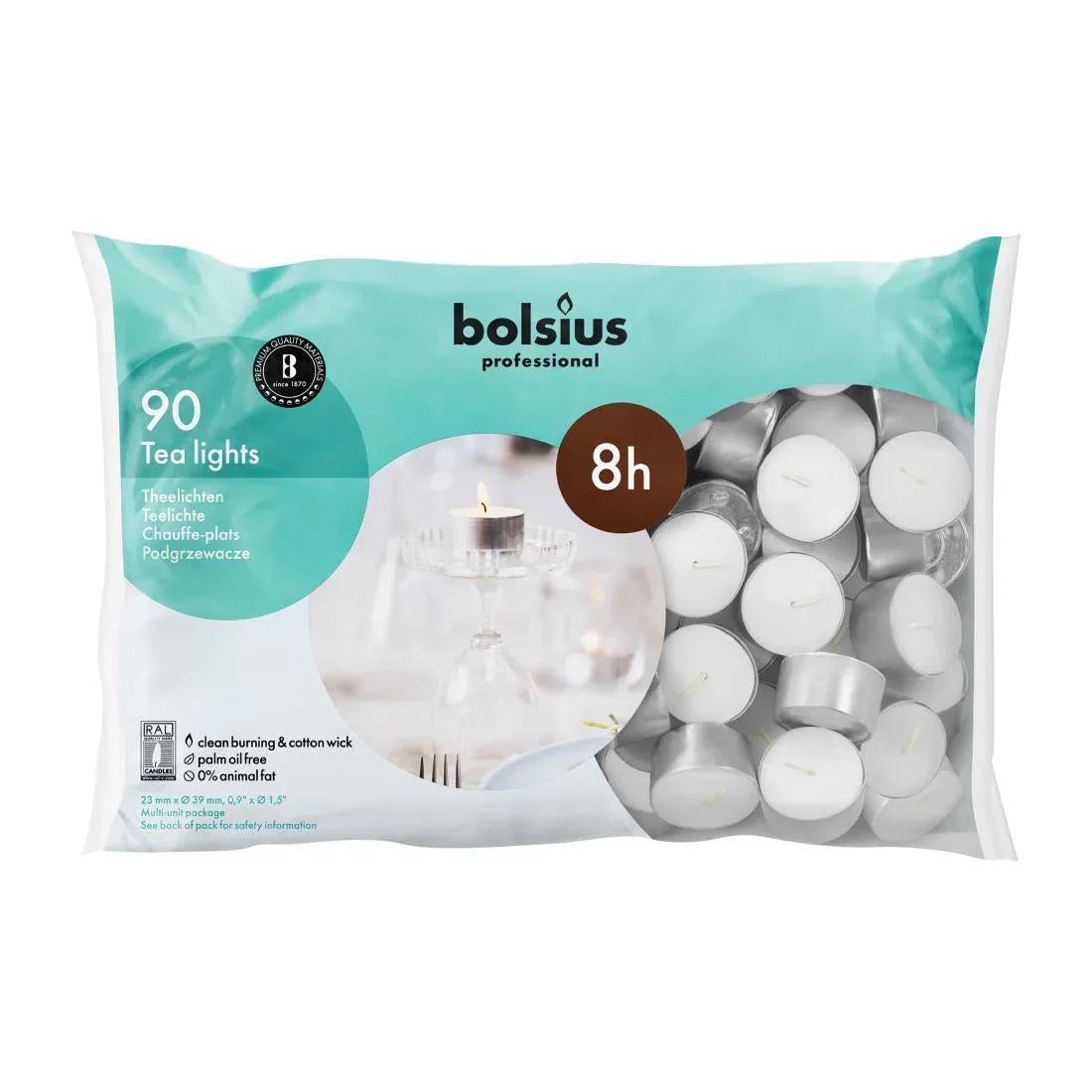 DJ759 Bolsius Professional 8 Hour Tealights (Pack of 90) - JD Catering Equipment Solutions Ltd