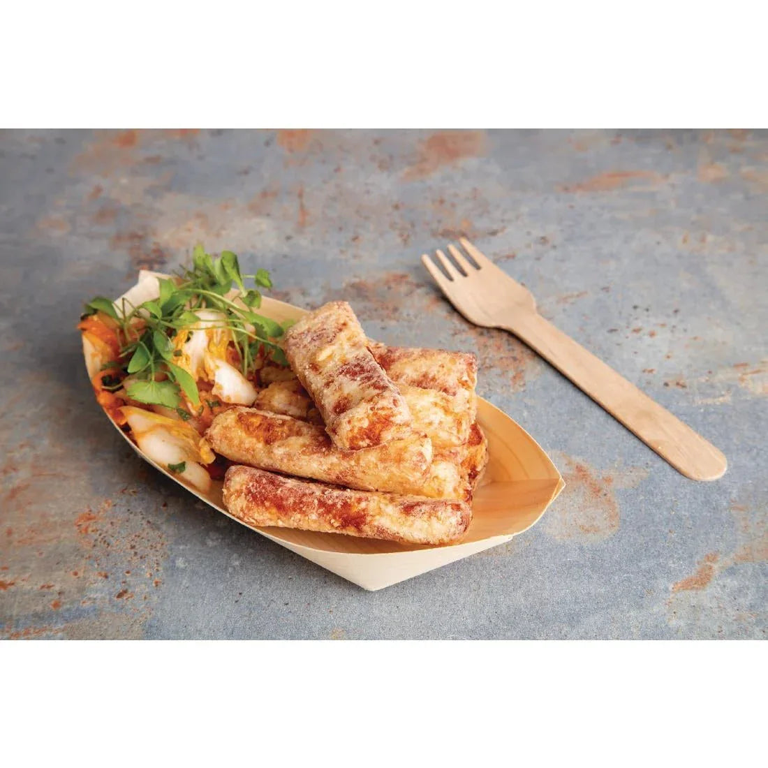 DK387 Fiesta Green Biodegradable Wooden Sushi Boats Medium 190mm (Pack of 100) - JD Catering Equipment Solutions Ltd