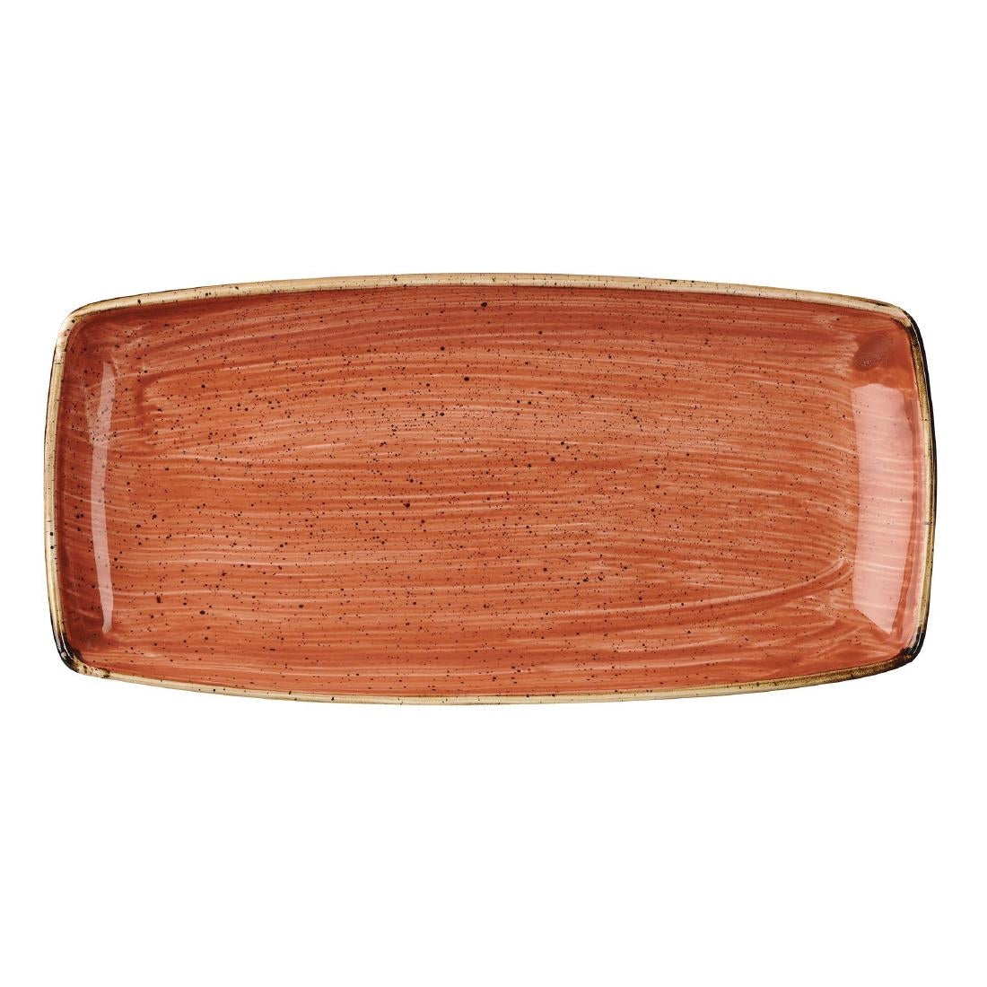 DK544 Churchill Stonecast Rectangular Plate Spiced Orange 350 x 185mm JD Catering Equipment Solutions Ltd