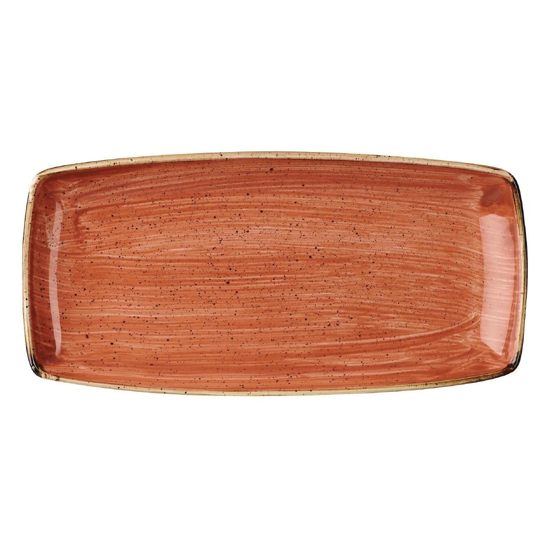 DK545 Churchill Stonecast Rectangular Plate Spiced Orange 295 x 150mm JD Catering Equipment Solutions Ltd