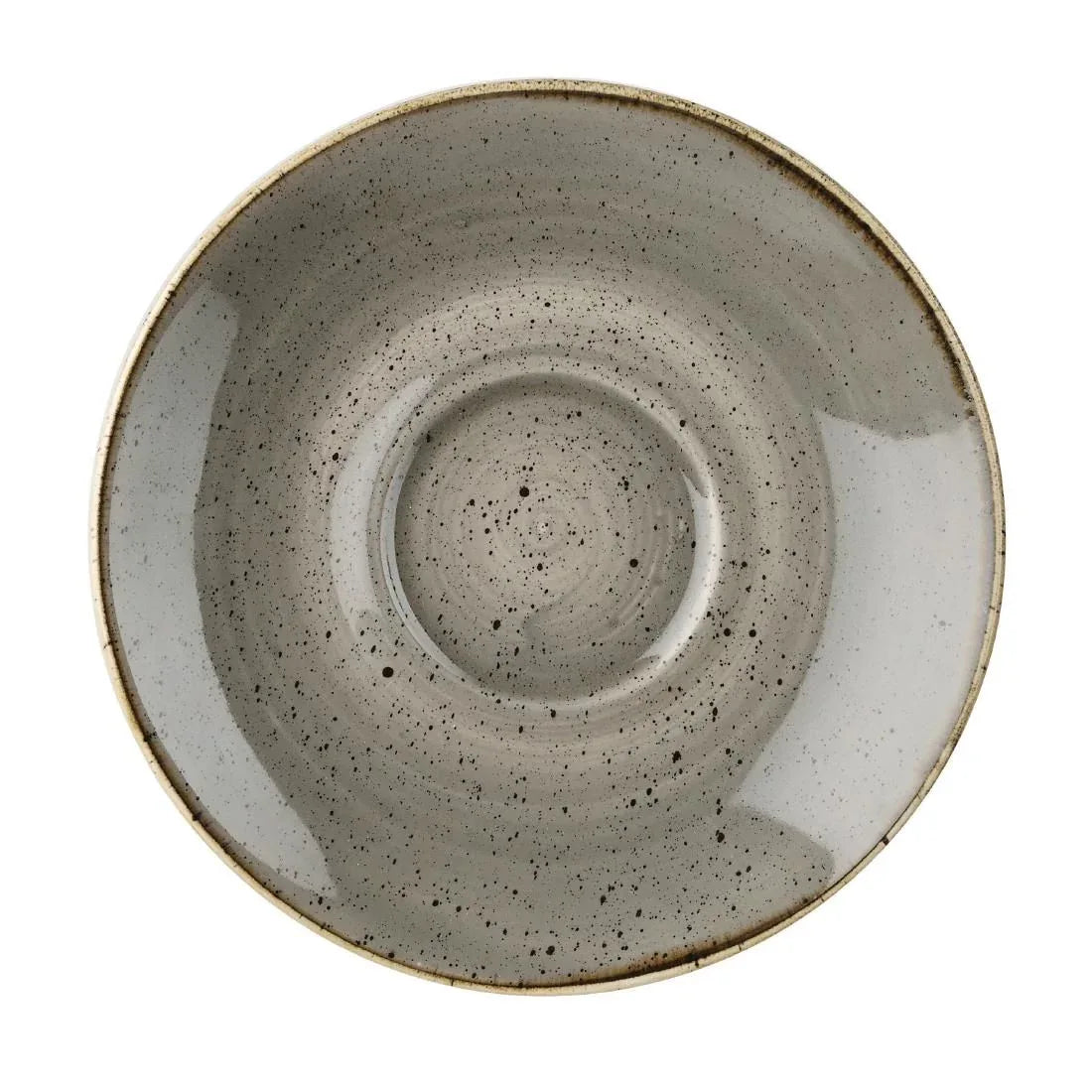 DK567 Churchill Stonecast Round Cappuccino Saucers Peppercorn Grey 158mm - JD Catering Equipment Solutions Ltd