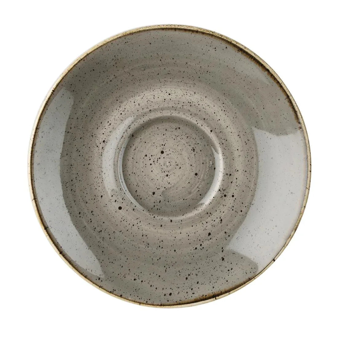 DK567 Churchill Stonecast Round Cappuccino Saucers Peppercorn Grey 158mm - JD Catering Equipment Solutions Ltd