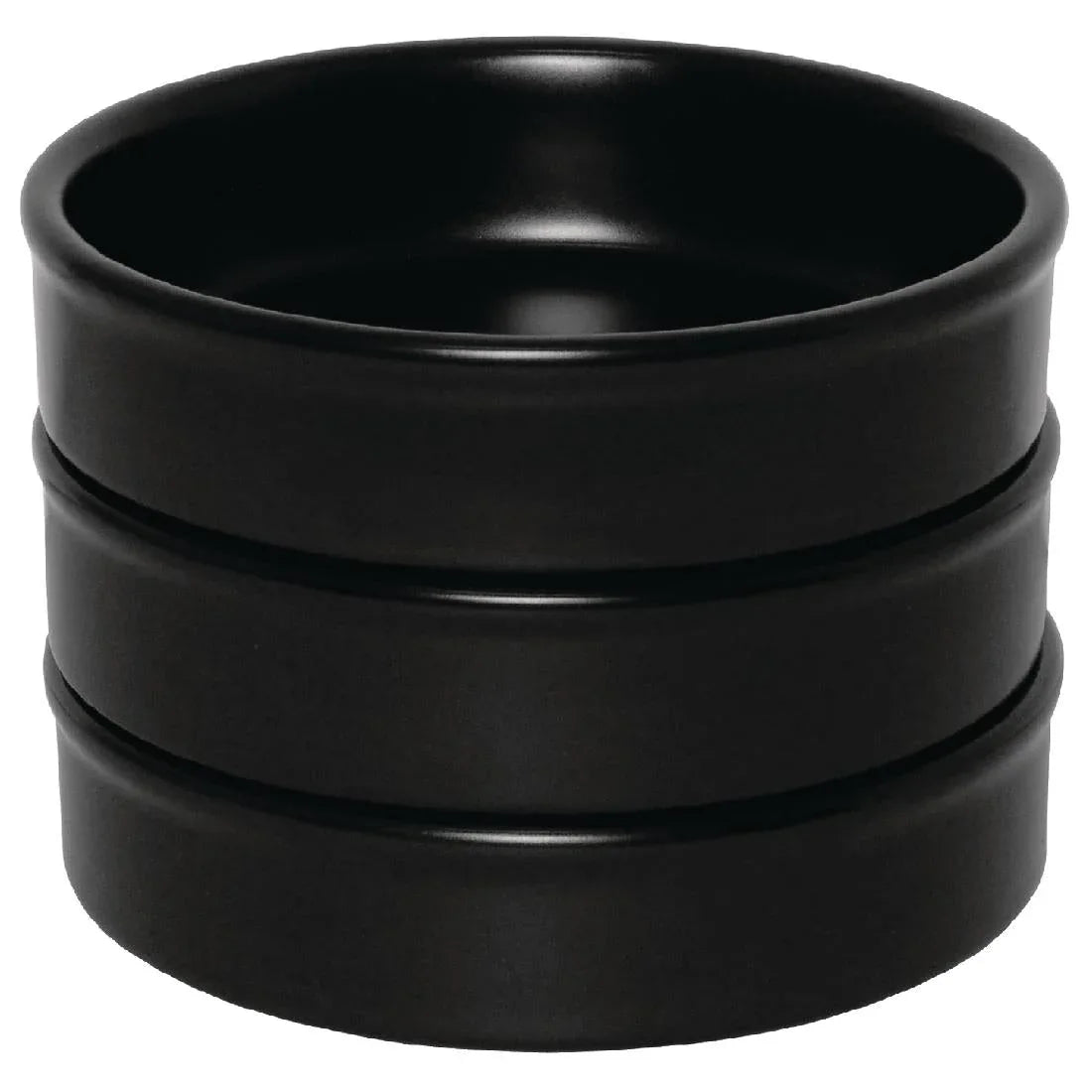 DK832 Olympia Mediterranean Stackable Dishes Black 102mm (Pack of 6) - JD Catering Equipment Solutions Ltd