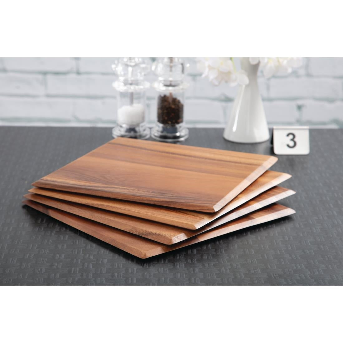 DL134 Square Acacia Table Mat (Pack of 4) JD Catering Equipment Solutions Ltd