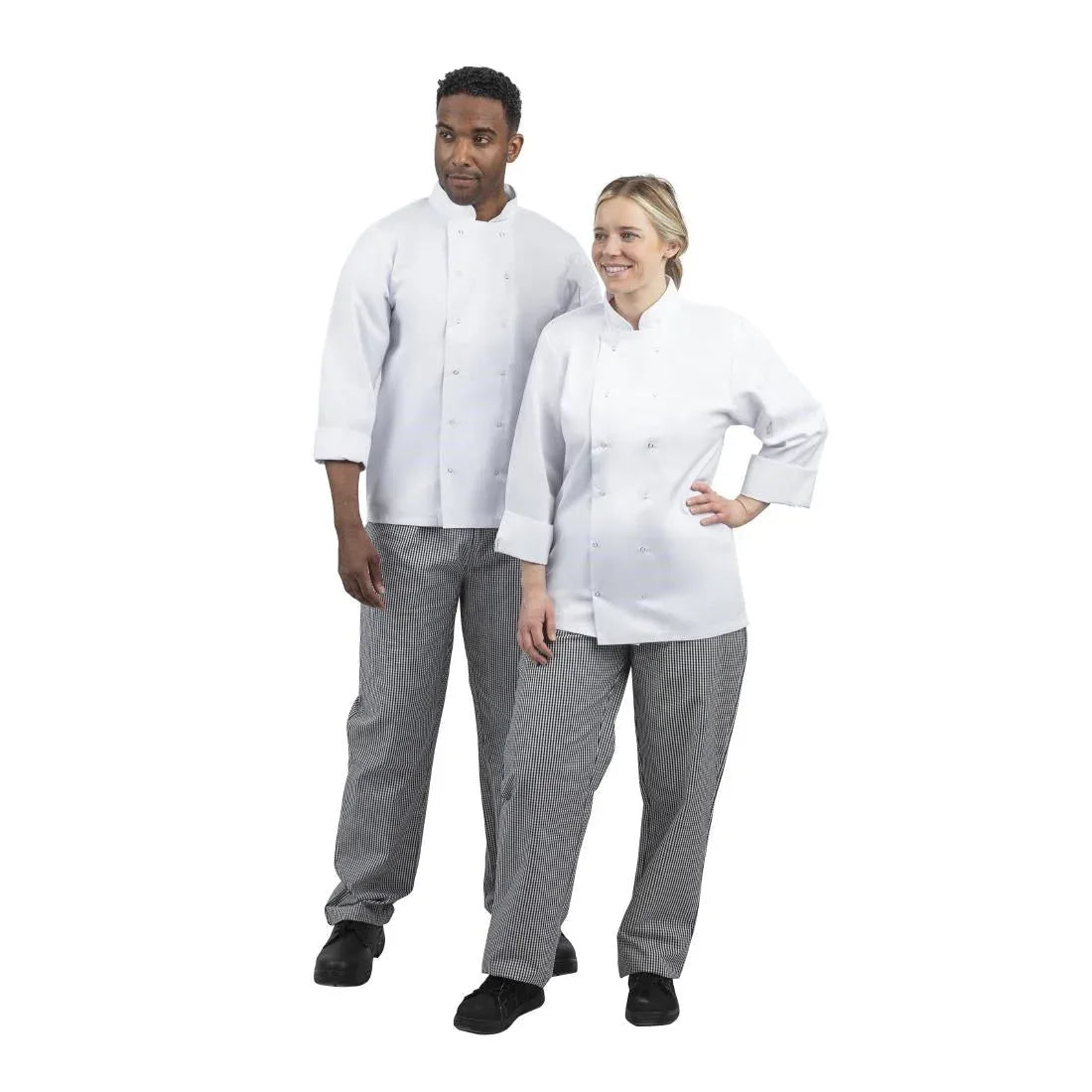 DL712-M Whites Unisex Vegas Chefs Trousers Black and White Check M - JD Catering Equipment Solutions Ltd