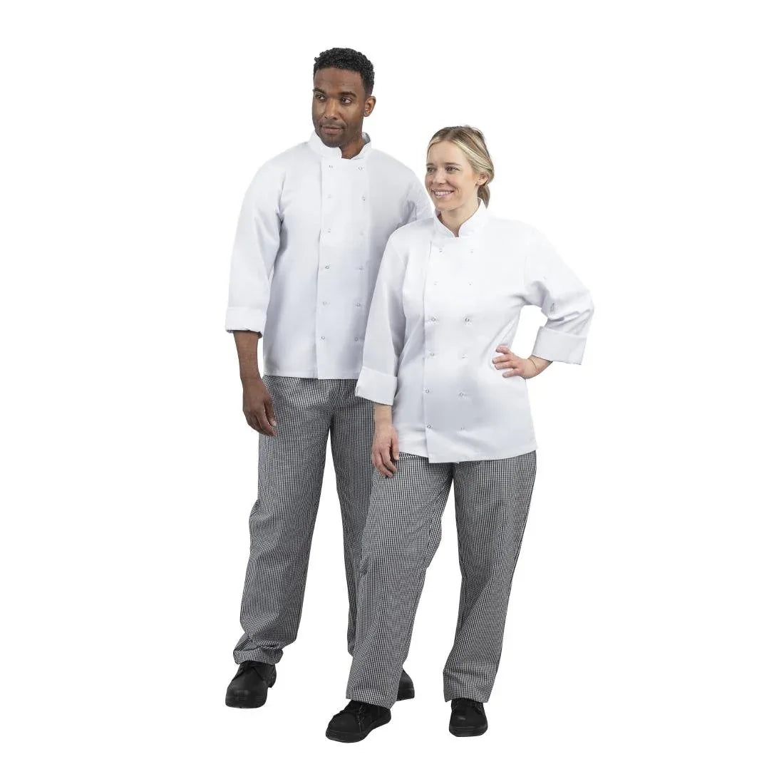 DL712-XL Whites Unisex Vegas Chefs Trousers Black and White Check XL - JD Catering Equipment Solutions Ltd