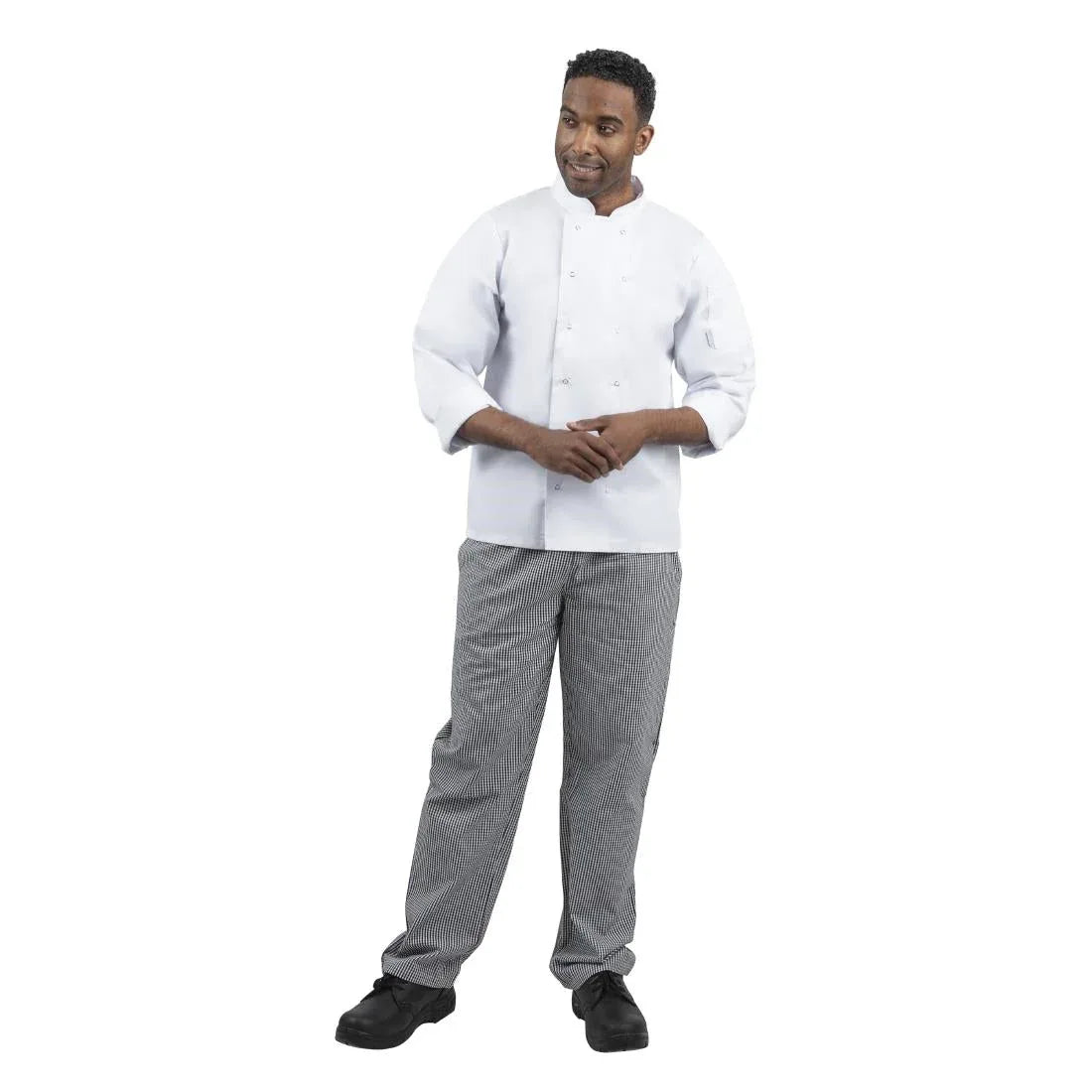 DL712-XL Whites Unisex Vegas Chefs Trousers Black and White Check XL - JD Catering Equipment Solutions Ltd