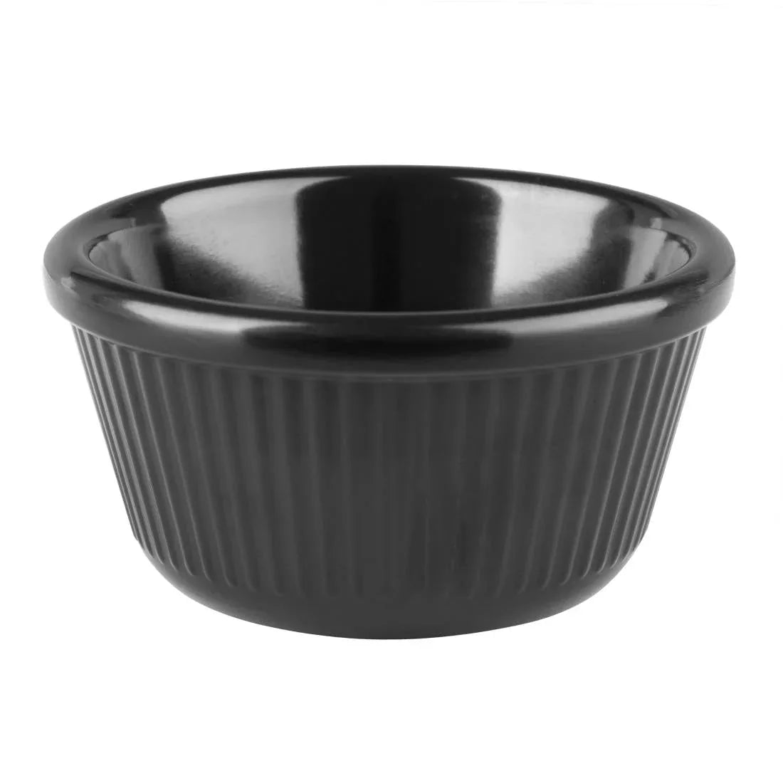 DM163 Kristallon Melamine Fluted Ramekins Black 70mm (Pack of 12) - JD Catering Equipment Solutions Ltd