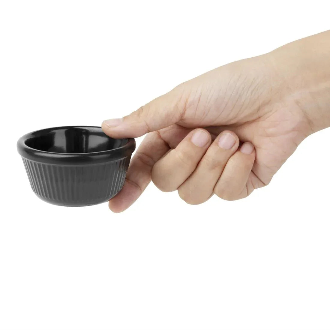DM163 Kristallon Melamine Fluted Ramekins Black 70mm (Pack of 12) - JD Catering Equipment Solutions Ltd