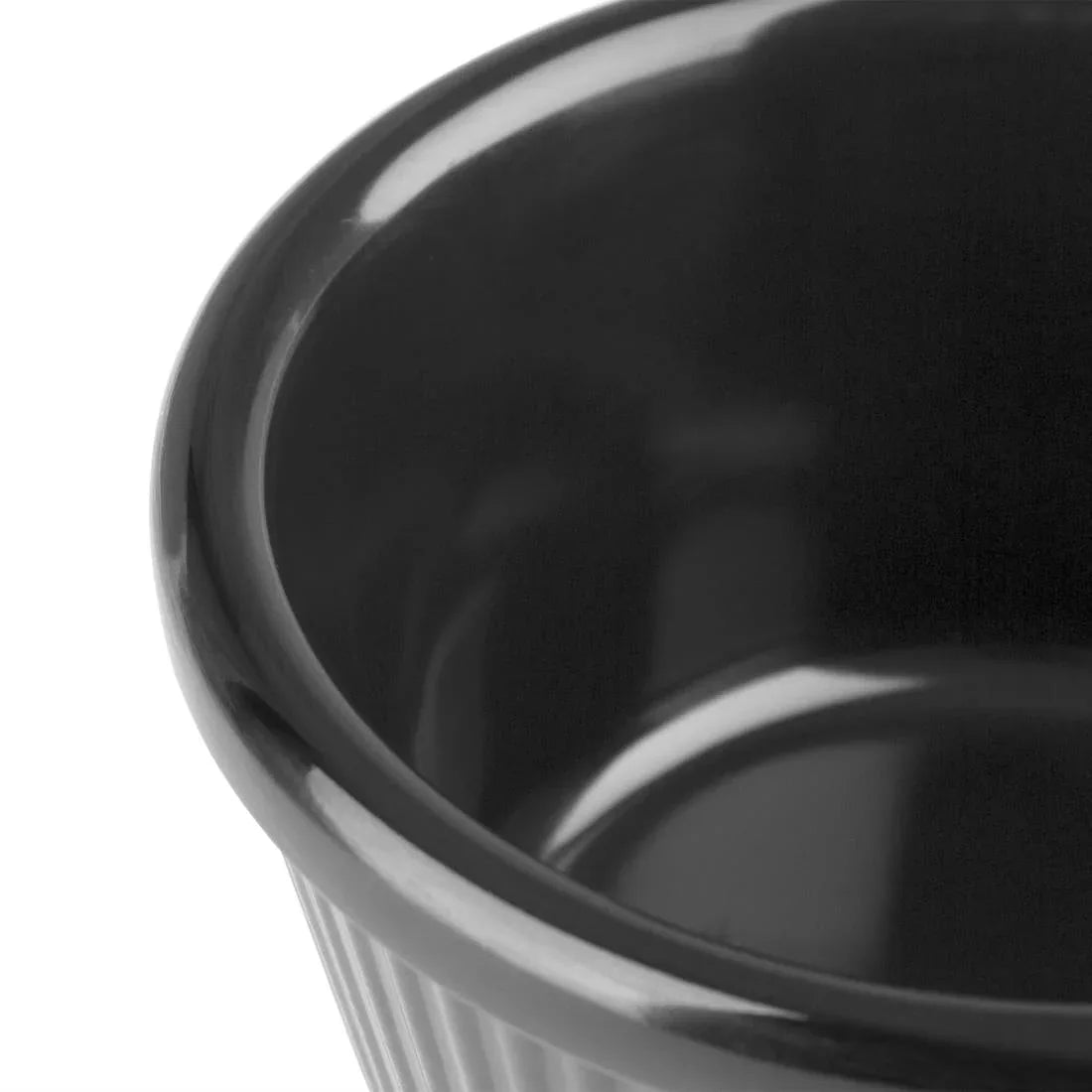 DM164 Kristallon Melamine Fluted Ramekins Black 76mm (Pack of 12) - JD Catering Equipment Solutions Ltd