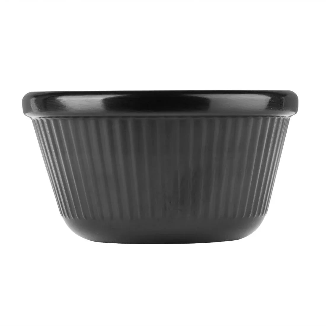DM164 Kristallon Melamine Fluted Ramekins Black 76mm (Pack of 12) - JD Catering Equipment Solutions Ltd