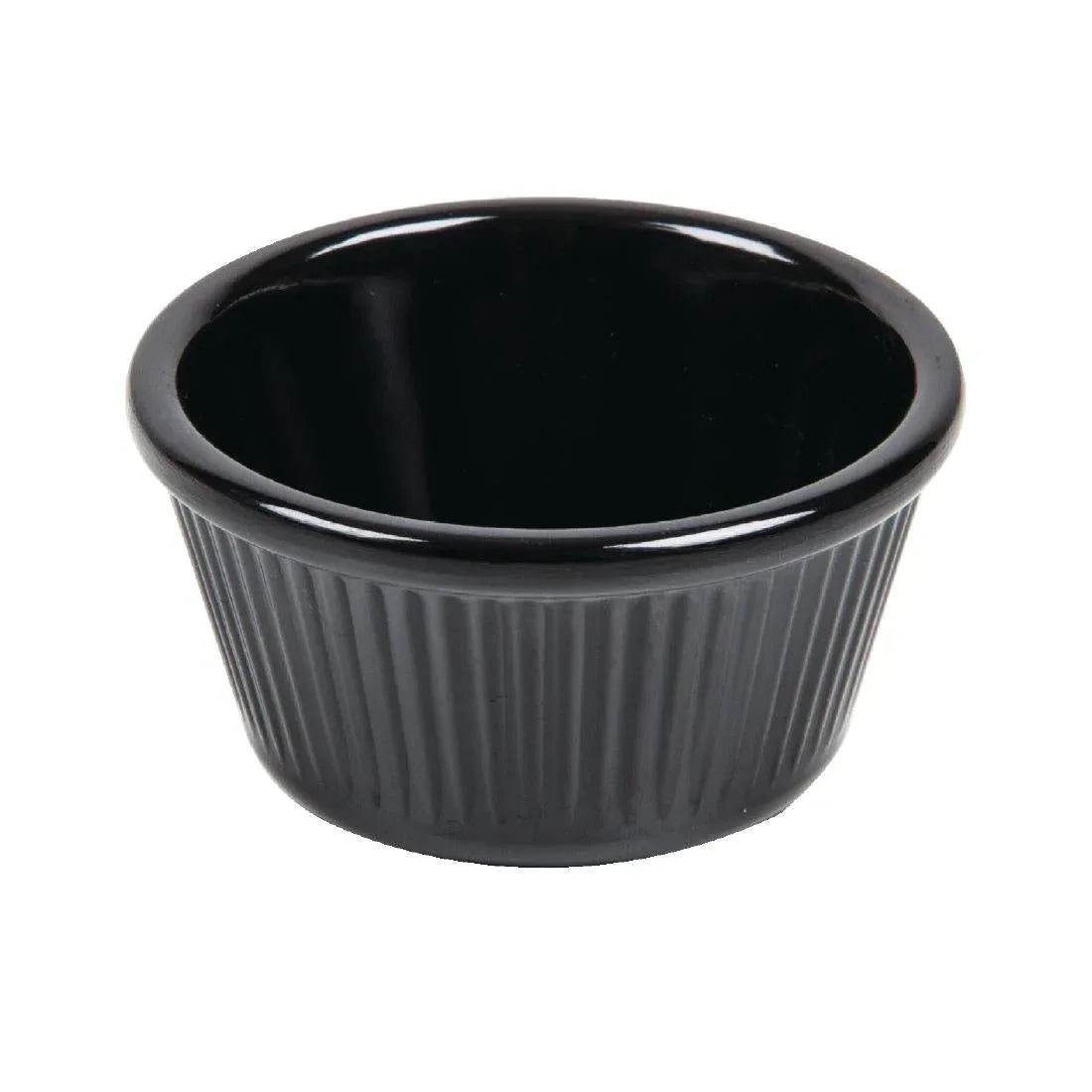 DM164 Kristallon Melamine Fluted Ramekins Black 76mm (Pack of 12) - JD Catering Equipment Solutions Ltd
