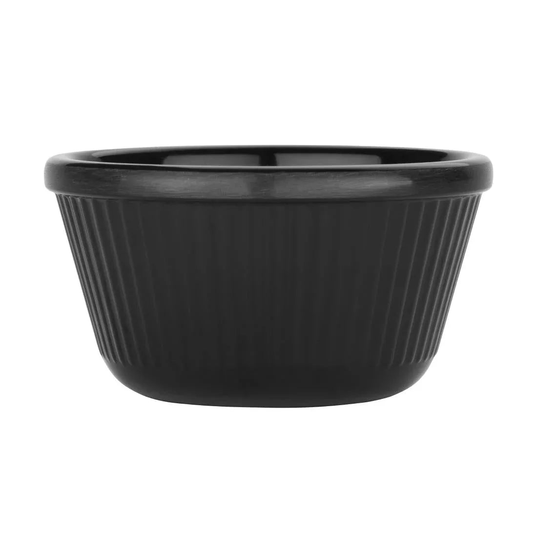 DM165 Kristallon Melamine Fluted Ramekins Black 89mm (Pack of 12) - JD Catering Equipment Solutions Ltd