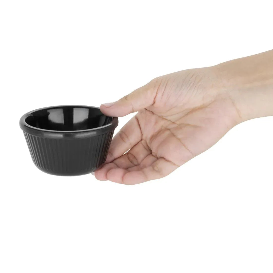 DM165 Kristallon Melamine Fluted Ramekins Black 89mm (Pack of 12) - JD Catering Equipment Solutions Ltd