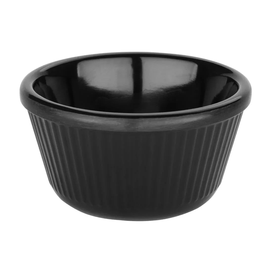 DM165 Kristallon Melamine Fluted Ramekins Black 89mm (Pack of 12) - JD Catering Equipment Solutions Ltd