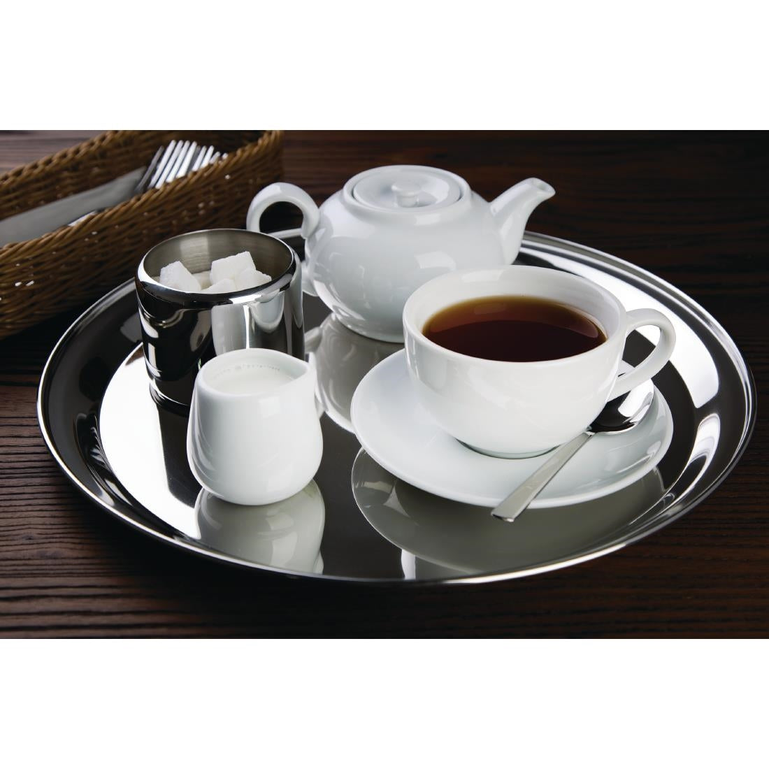 DM193 Olympia Stainless Steel Round Service Tray 355mm JD Catering Equipment Solutions Ltd