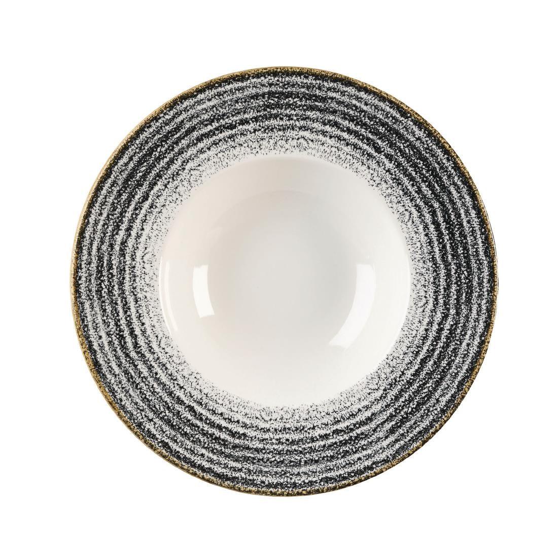 DM449 Churchill Studio Prints Homespun Charcoal Black Wide Rim Bowl 280mm - JD Catering Equipment Solutions Ltd