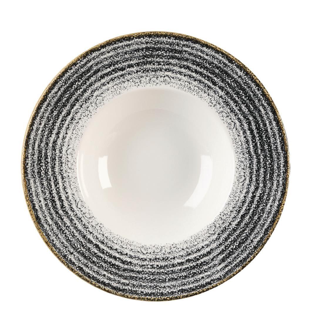 DM450 Churchill Studio Prints Homespun Charcoal Black Wide Rim Bowl 240mm - JD Catering Equipment Solutions Ltd
