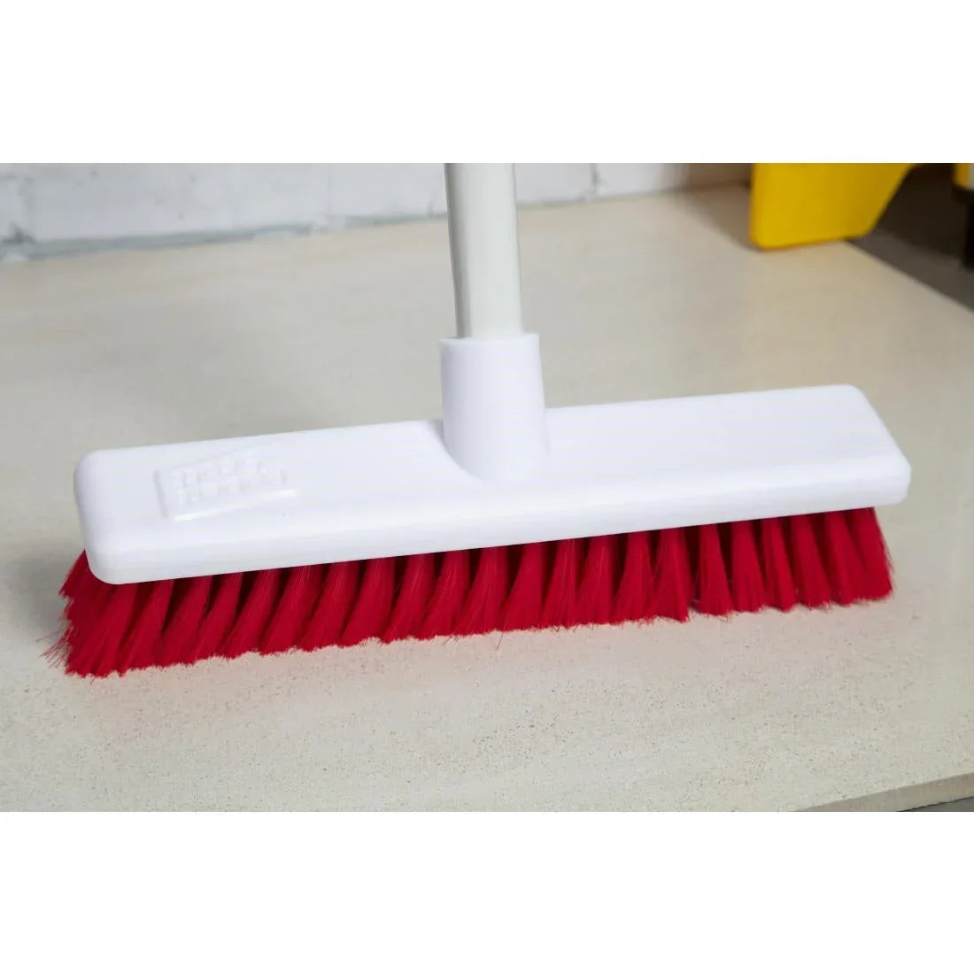 DN830 Jantex Hygiene Broom Soft Bristle Red 12in - JD Catering Equipment Solutions Ltd