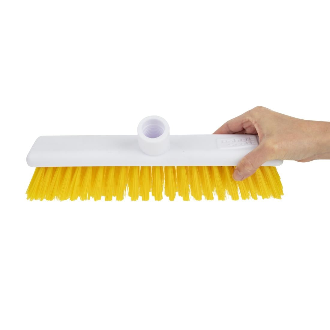 DN831 Jantex Hygiene Broom Soft Bristle Yellow 12in JD Catering Equipment Solutions Ltd