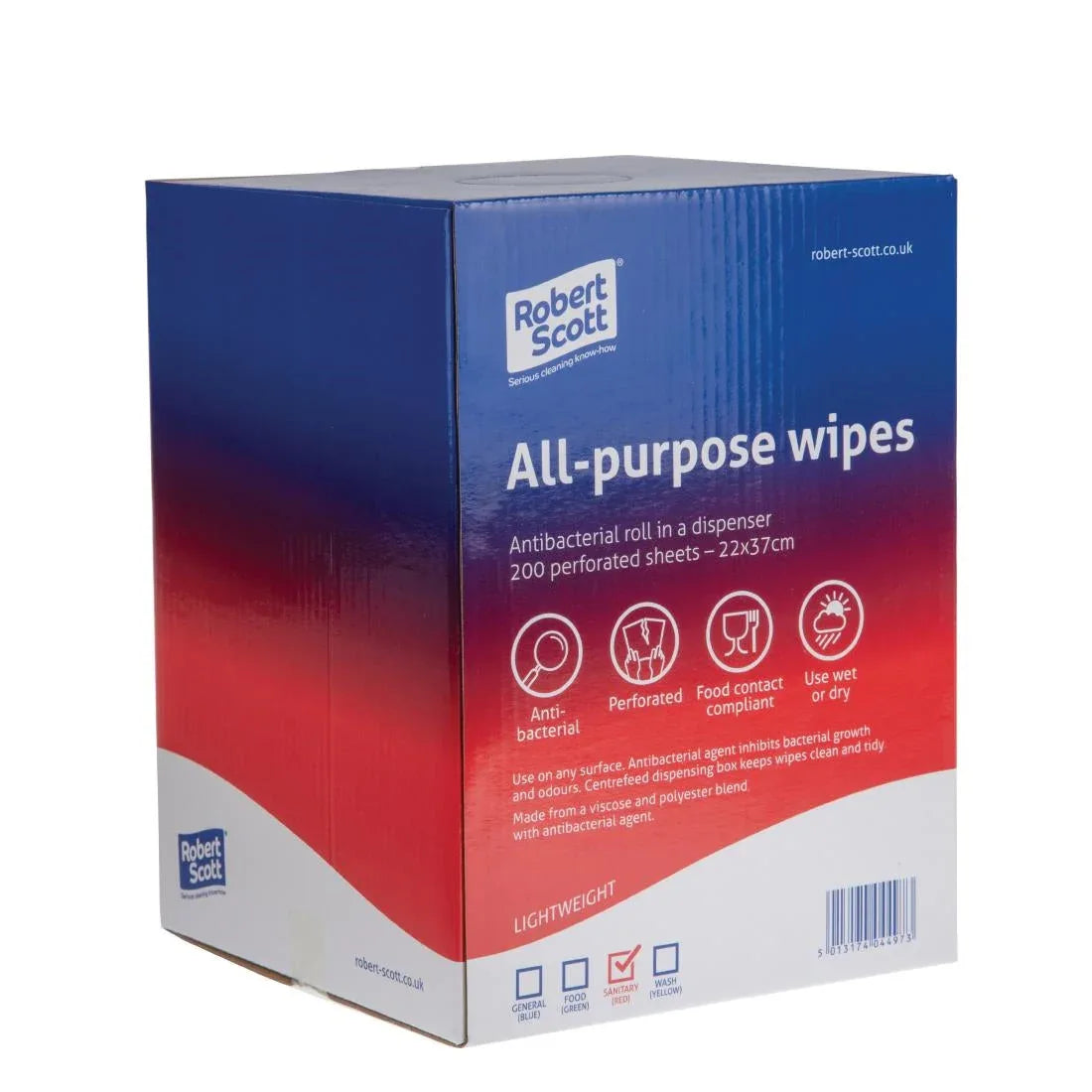 DN844 Robert Scott All-Purpose Antibacterial Cleaning Cloths Red (Pack of 200) - JD Catering Equipment Solutions Ltd