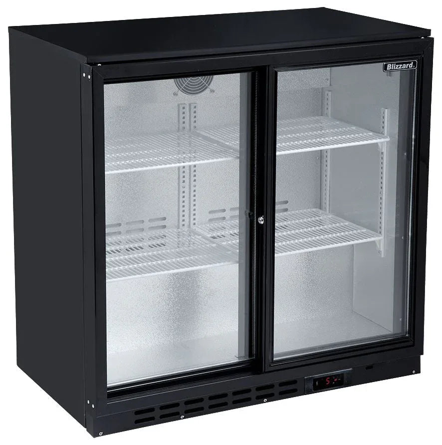 LOWBAR2SL DOUBLE SLIDING DOOR LOW HEIGHT BAR BOTTLE COOLER - JD Catering Equipment Solutions Ltd