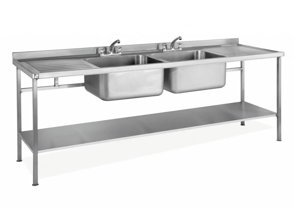 Parry Sink Unit Self Assembly Double Bowl Double Drainer SINK1860DBDDFP 600mm deep - JD Catering Equipment Solutions Ltd
