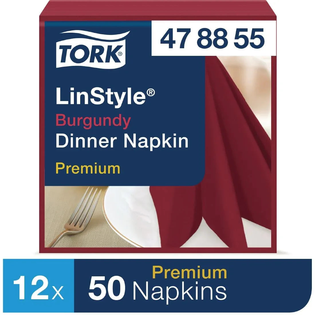 DP183 Tork Premium Linstyle Dinner Napkin Burgundy 40x40cm 1/4 Fold (Pack of 600) - JD Catering Equipment Solutions Ltd