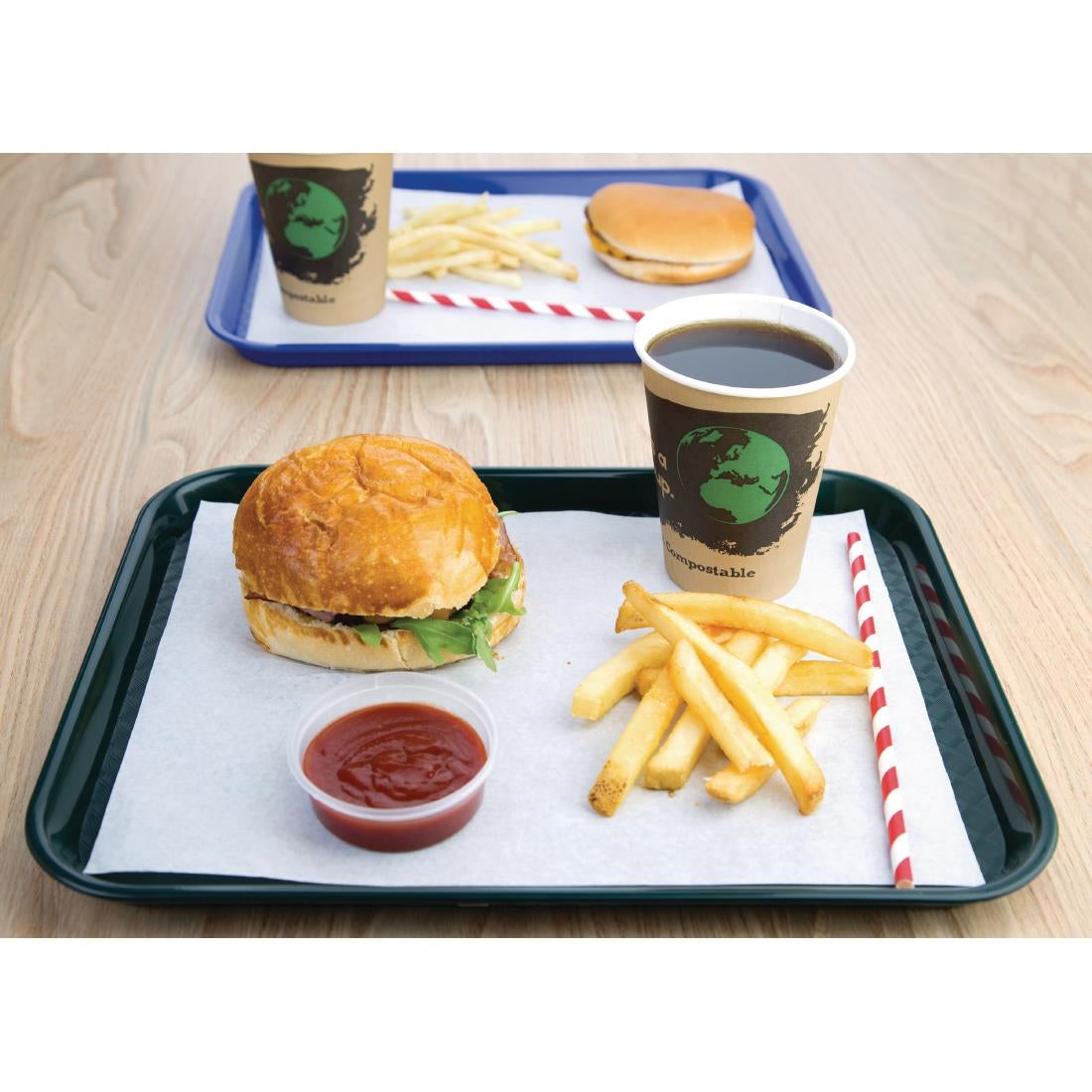 DP214 Kristallon Small Polypropylene Fast Food Tray Green 345mm JD Catering Equipment Solutions Ltd