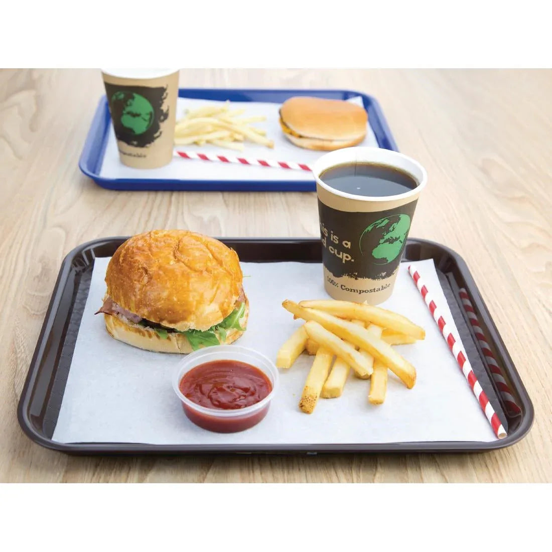 DP218 Kristallon Small Polypropylene Fast Food Tray Brown 345mm - JD Catering Equipment Solutions Ltd
