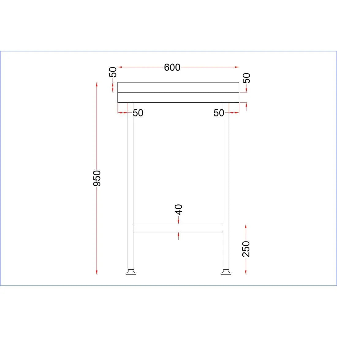 DR020 Holmes Stainless Steel Wall Table with Upstand 600mm - JD Catering Equipment Solutions Ltd
