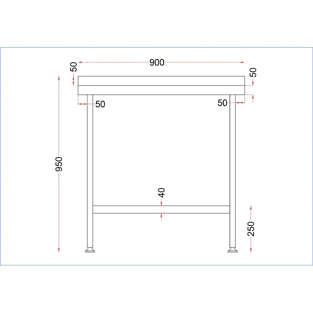 DR021 Holmes Stainless Steel Wall Table with Upstand 900mm - JD Catering Equipment Solutions Ltd