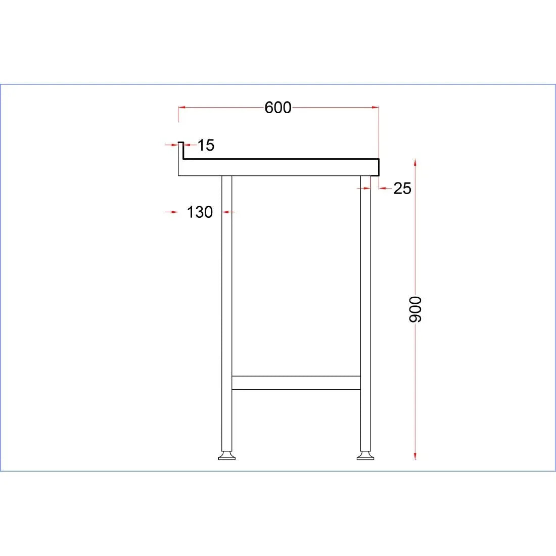 DR021 Holmes Stainless Steel Wall Table with Upstand 900mm - JD Catering Equipment Solutions Ltd