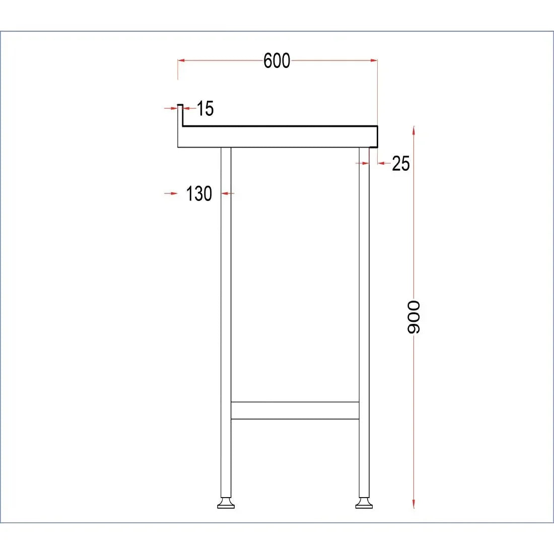 DR023 Holmes Stainless Steel Wall Table with Upstand 1500mm - JD Catering Equipment Solutions Ltd