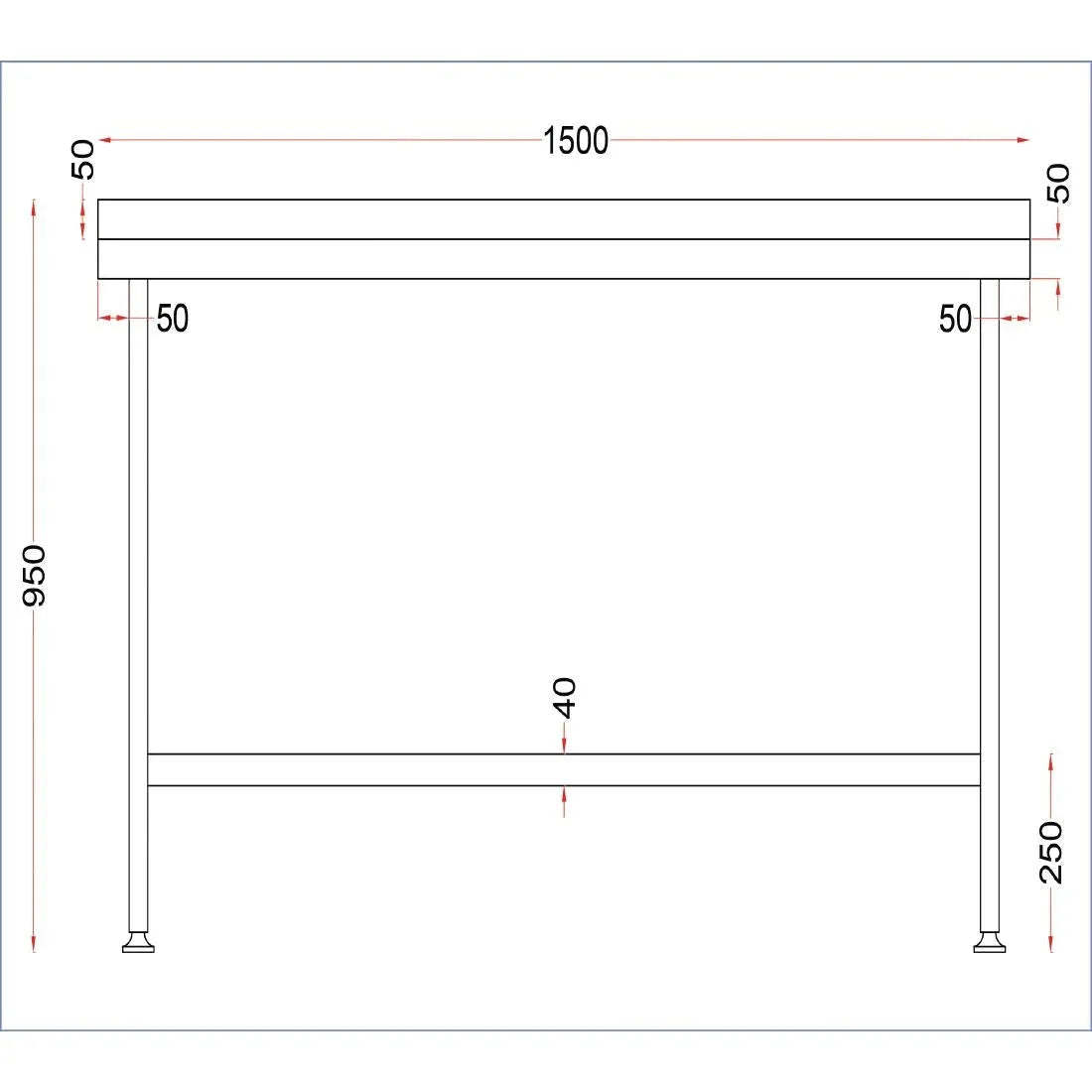 DR023 Holmes Stainless Steel Wall Table with Upstand 1500mm - JD Catering Equipment Solutions Ltd