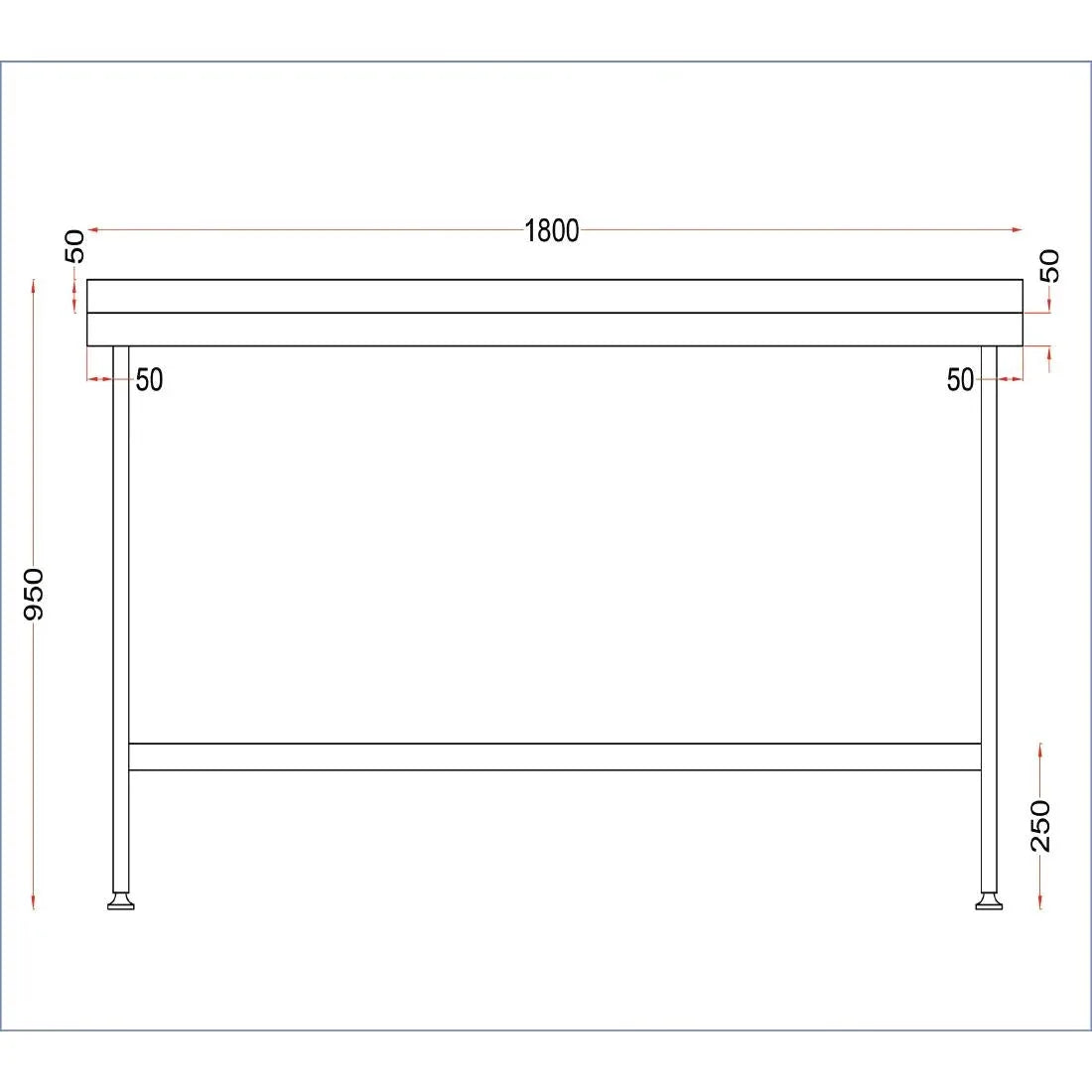 DR024 Holmes Stainless Steel Wall Table with Upstand 1800mm - JD Catering Equipment Solutions Ltd
