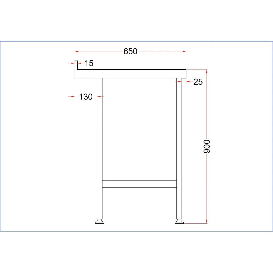 DR027 Holmes Stainless Steel Wall Table with Upstand 600mm - JD Catering Equipment Solutions Ltd