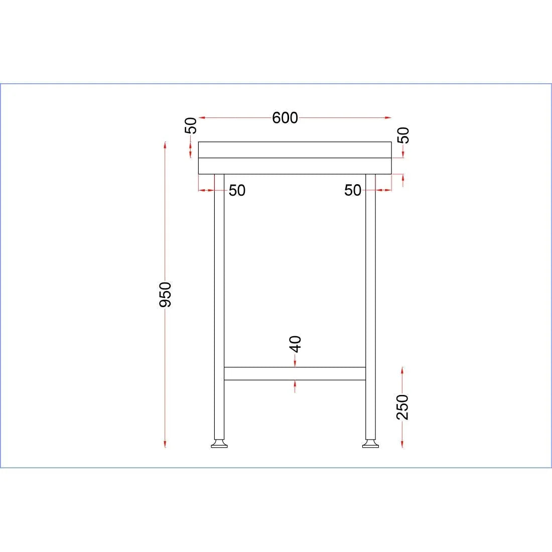 DR027 Holmes Stainless Steel Wall Table with Upstand 600mm - JD Catering Equipment Solutions Ltd