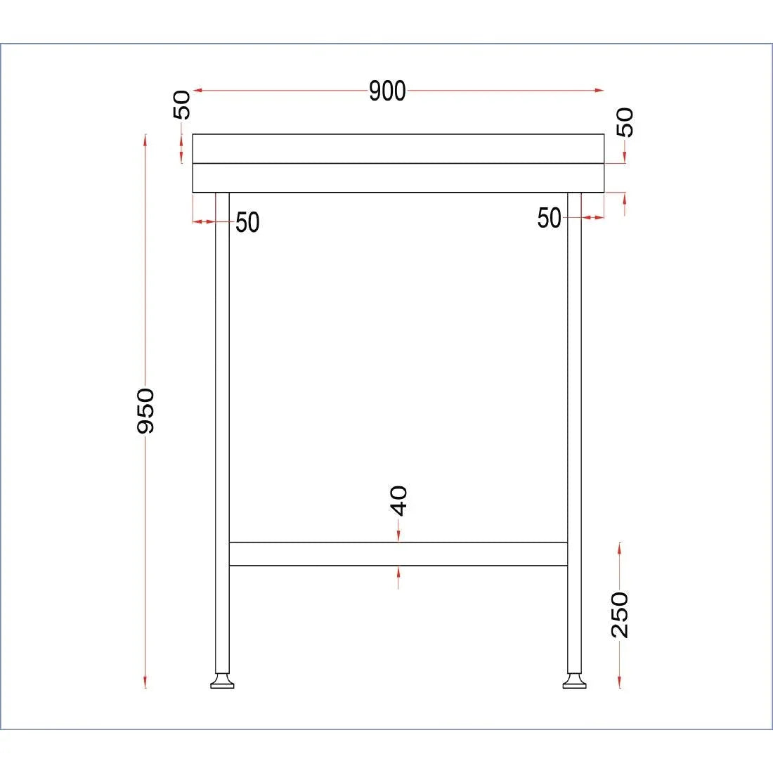DR028 Holmes Stainless Steel Wall Table with Upstand 900mm - JD Catering Equipment Solutions Ltd