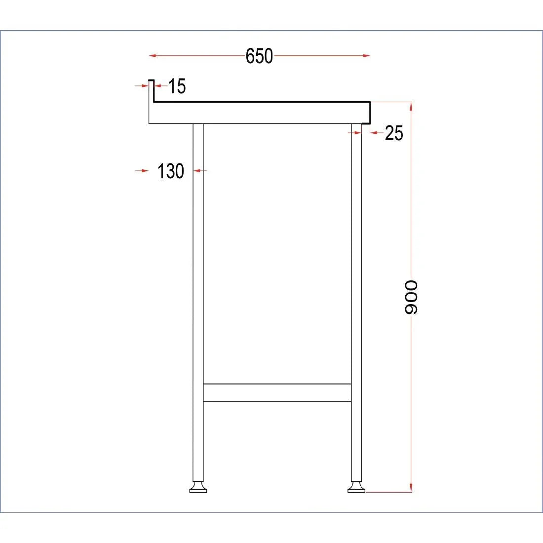 DR028 Holmes Stainless Steel Wall Table with Upstand 900mm - JD Catering Equipment Solutions Ltd