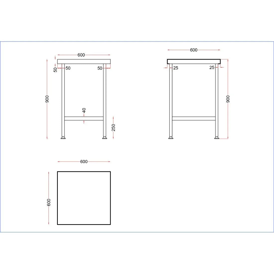 DR041 Holmes Stainless Steel Centre Table 600mm - JD Catering Equipment Solutions Ltd