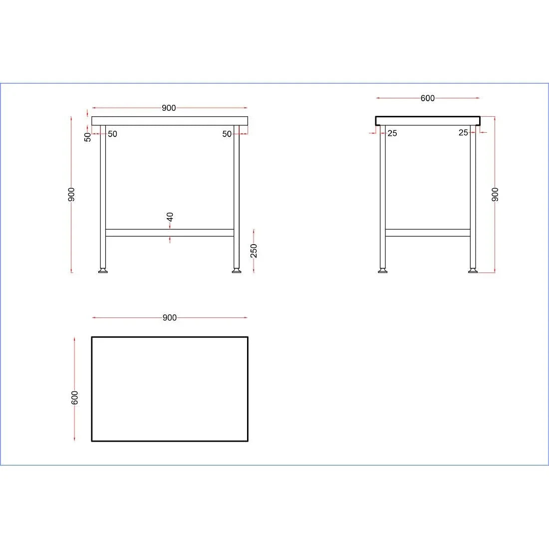 DR042 Holmes Stainless Steel Centre Table 900mm - JD Catering Equipment Solutions Ltd