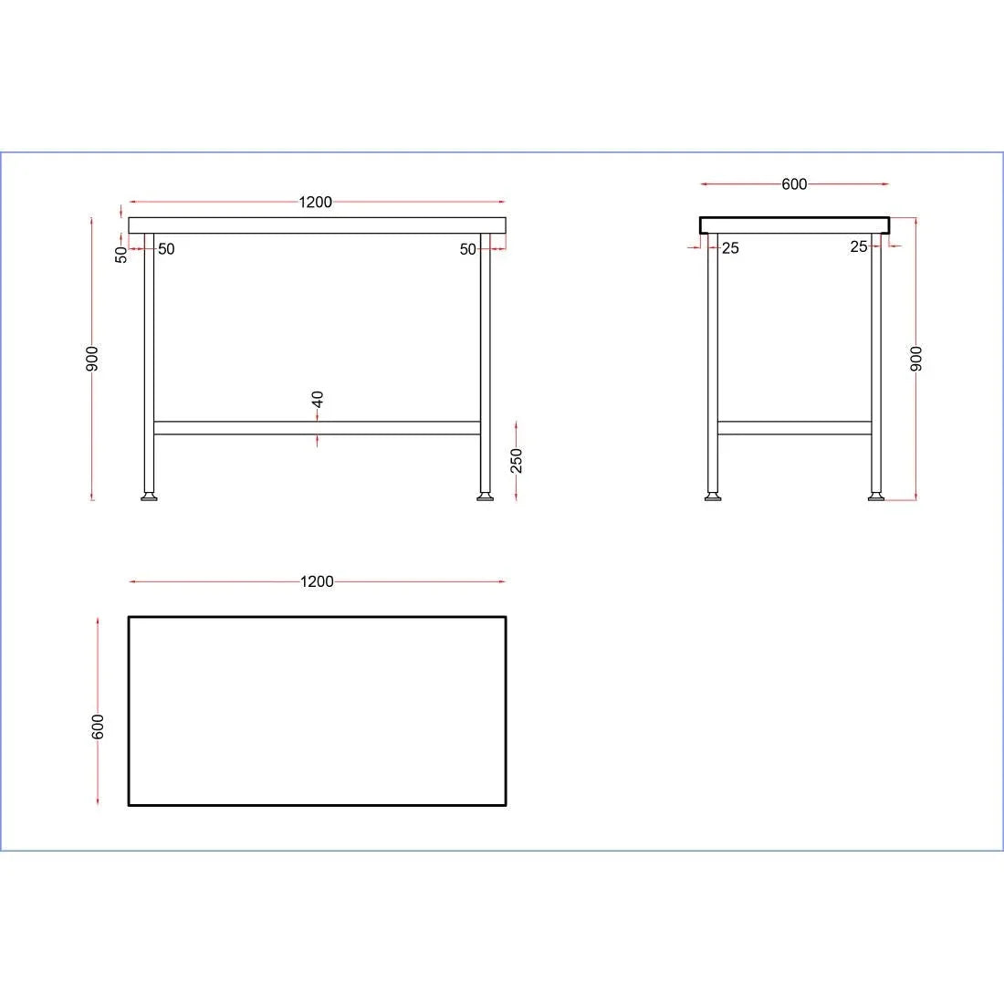 DR043 Holmes Stainless Steel Centre Table 1200mm - JD Catering Equipment Solutions Ltd