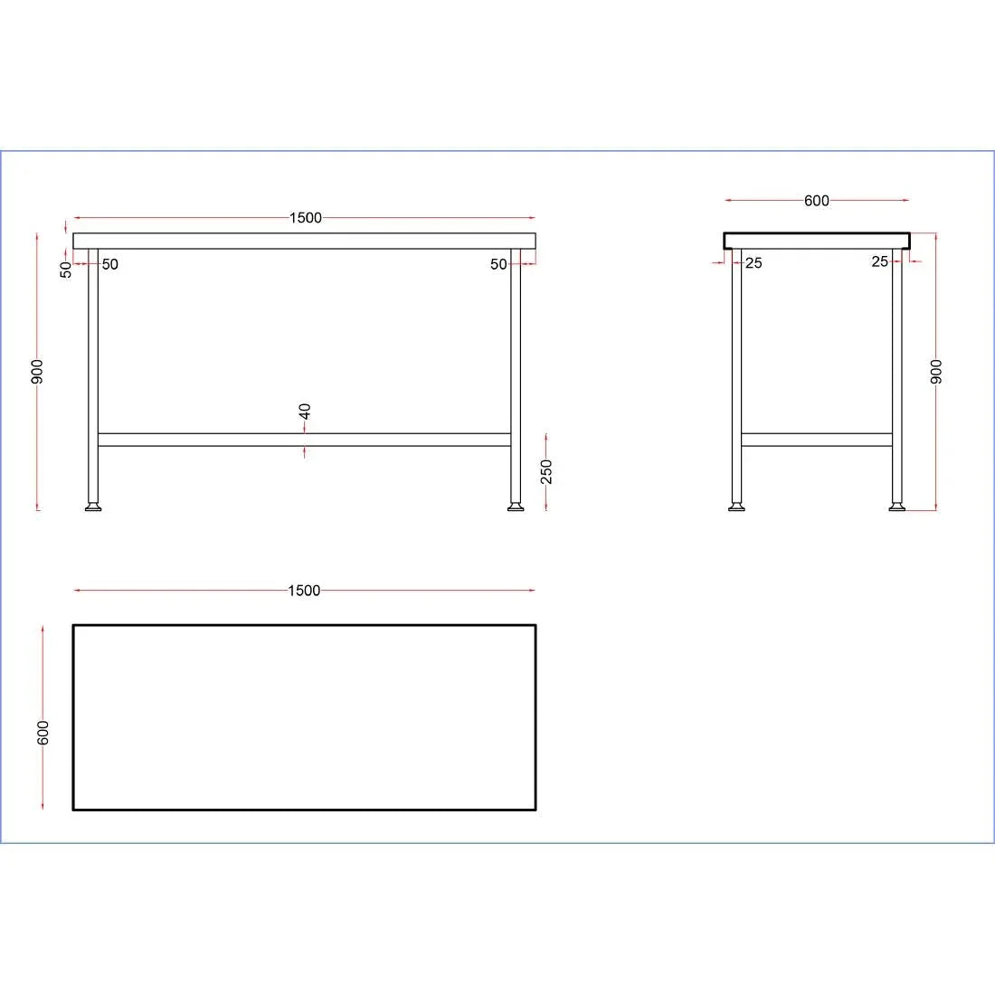 DR044 Holmes Stainless Steel Centre Table 1500mm - JD Catering Equipment Solutions Ltd