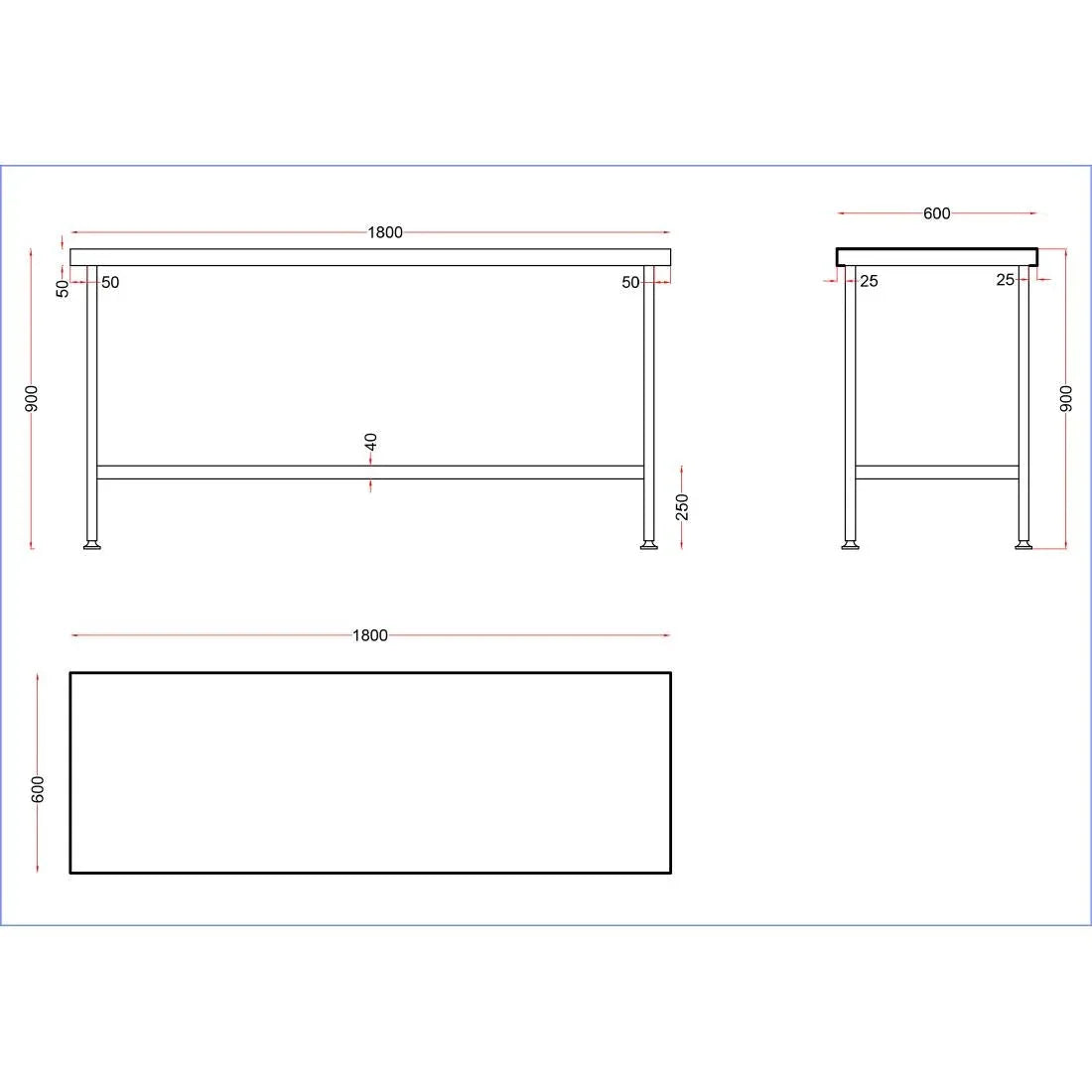 DR045 Holmes Stainless Steel Centre Table 1800mm - JD Catering Equipment Solutions Ltd