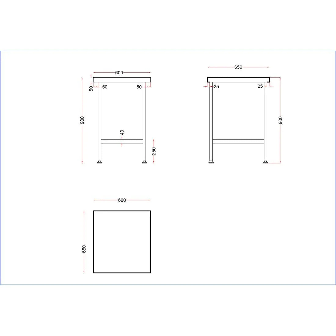 DR048 Holmes Stainless Steel Centre Table 600mm - JD Catering Equipment Solutions Ltd