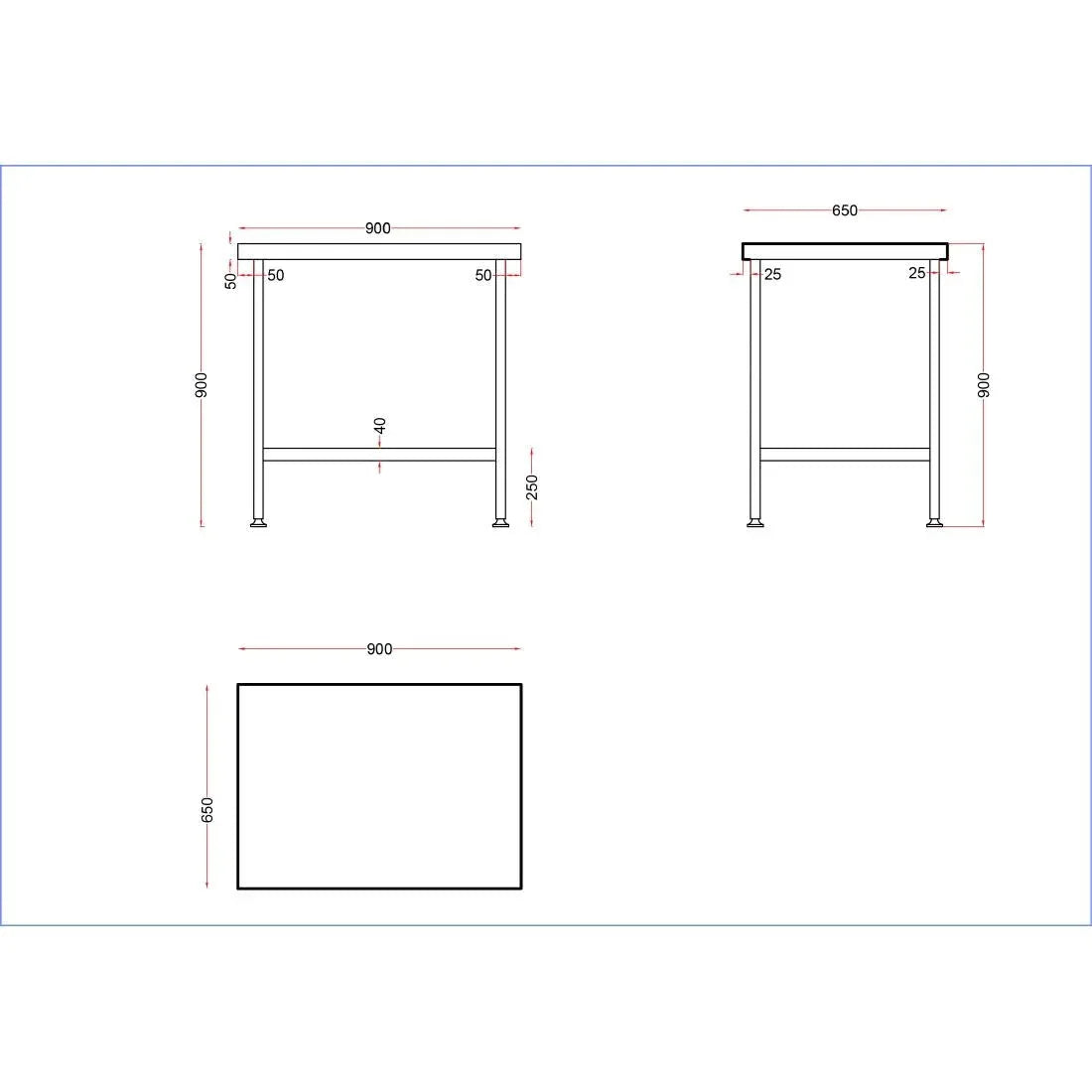 DR049 Holmes Stainless Steel Centre Table 900mm - JD Catering Equipment Solutions Ltd
